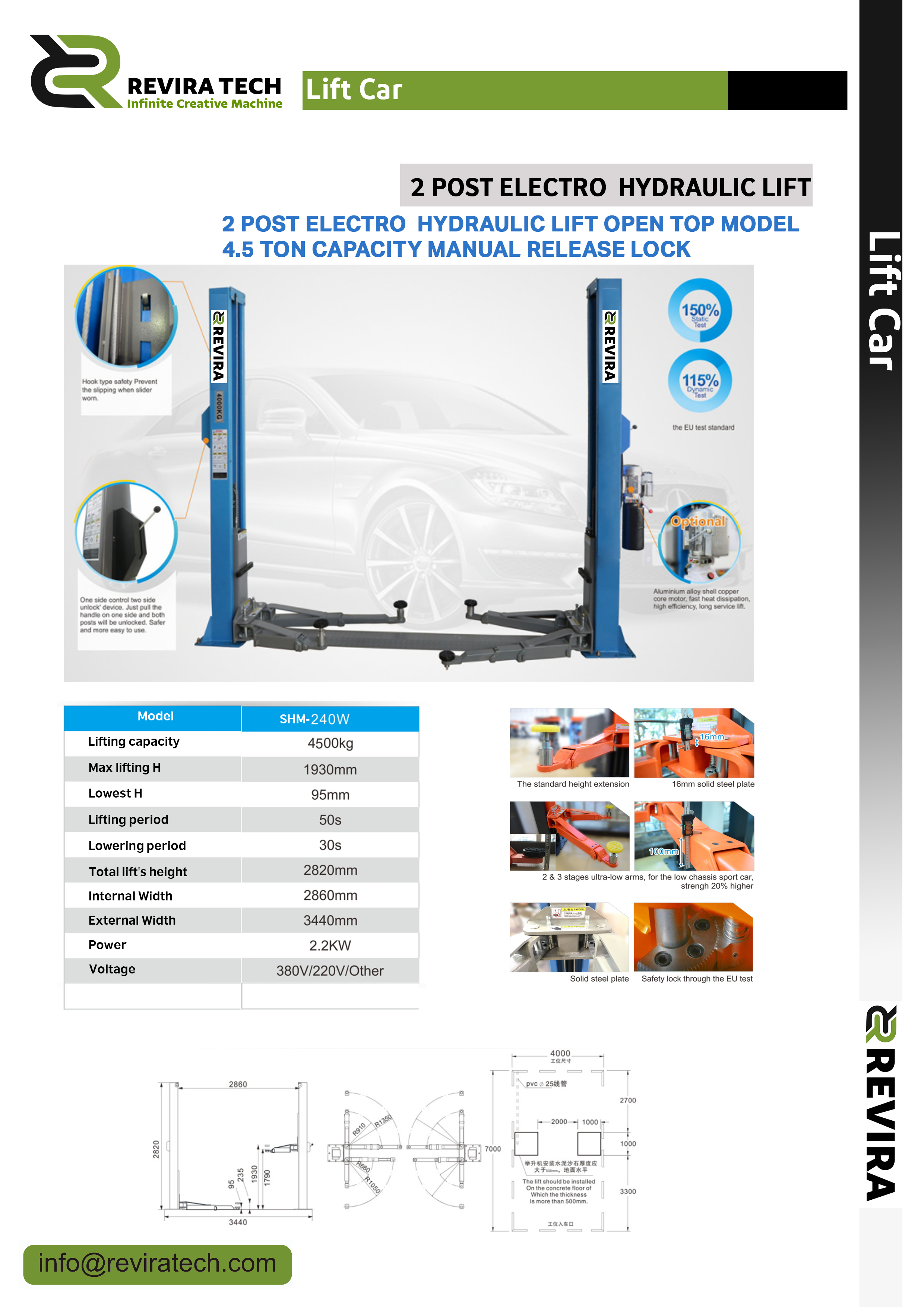 2 Post Electro Hydraulic Lift