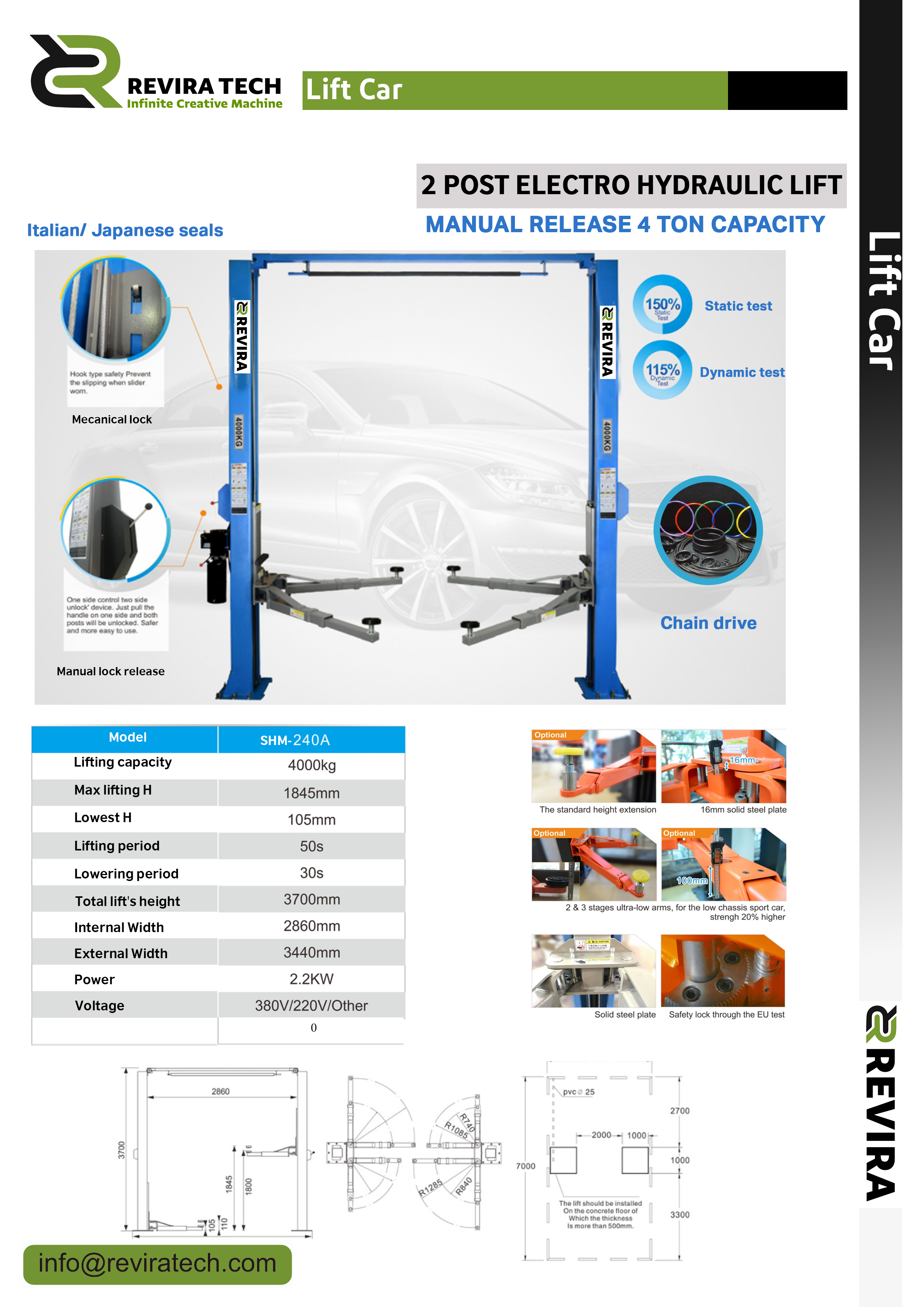 2 Post Electro Hydraulic Lift..
